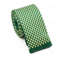 Novelty Chic Knitted Ties For Men Women Red Green Grey Woven Necktie Plaid Geometric Pattern Skinny Slim Narrow Winter Cravat