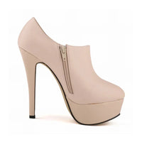 Autumn Winter Women Boots Fashion Sexy Stilettos 14cm Round Toes High Heels Ladies Platform Pumps Leather Party Shoes Large Size