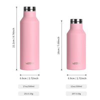 WATERSY 350/500ml Stainless Steel Thermal Cup Insulated Vacuum Flask Sports Water Bottle for Iced Coffee, Travel, Car & Gym