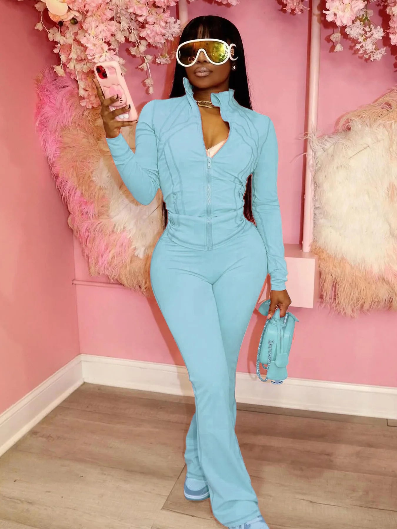 Streetwear Casual Tracksuit Sexy Women Two Pieces Club Matching Set High Street Pants Outfit