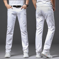 Men Slim White Jeans New Elasticity Fashion Casual Classic Soft Business Brand Trousers Male Clothing Stretch Pants