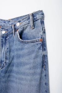 Jeans For Woman New Fashion Asymmetric Design High Waist Wide Leg Trousers Casual Women's Straight Leg Jeans