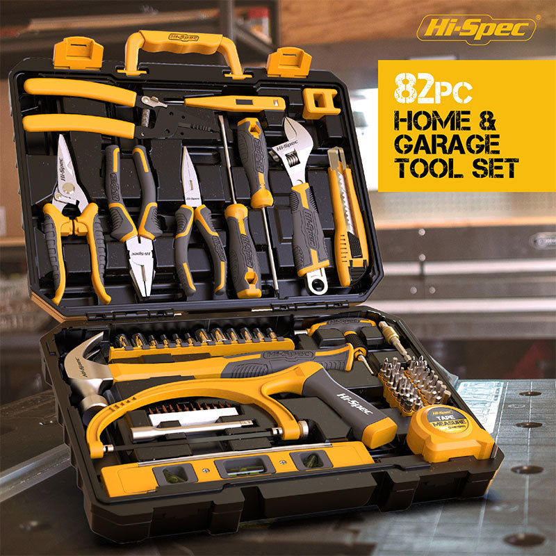 Complete Toolbox Hand Tool Set Household Repair Tool Kit Plastic Combination Package Inch Metric Wrech Screwdriver Hammer Box