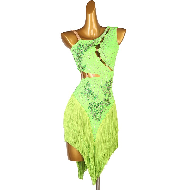 Latin Dress Women Dancing Rhinestone Dress 12 colors Tassels Fringe Dress Rumba Dress Competition Salsa Costume Gatsby Dress