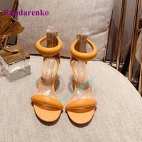 New Fshion Summer Women's Sandals Open Toe Ankle Strap Solid Stiletto Heel Hollow Sandals Women Shoes Party Dress Designer Shoe