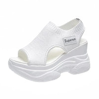 Sandals Women Summer Korean Version Fish Mouth Shoes Fashion Knitting Mesh Breathable Wedge Platform Sport Sandals Shoes Casual
