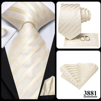 Hi-Tie Champagne Floral Paisley Silk Elegant Tie For Men Groom Wedding Men Necktie Pocket Square Cufflink Accessory Wholesale