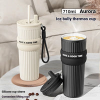 2025 New In Stock Large Capacity Simple And Convenient Straw Insulated Cup Office Coffee Cup Portable Accompanying Car Cup