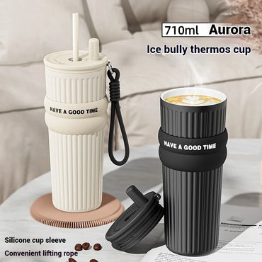 2025 New In Stock Large Capacity Simple And Convenient Straw Insulated Cup Office Coffee Cup Portable Accompanying Car Cup