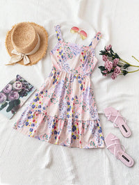 【Boho Chic】Floral Strapless Dress with Back Tie Detail, Summer Bridesmaid Guest Dress for Garden Party, Date Night