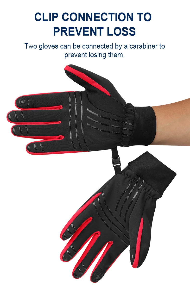 INBIKE Winter Gloves for Men Women Thermal Fleece Cycling Gloves Full Finger Touchscreen Anti-Shock Road Mountain Bicycle Gloves