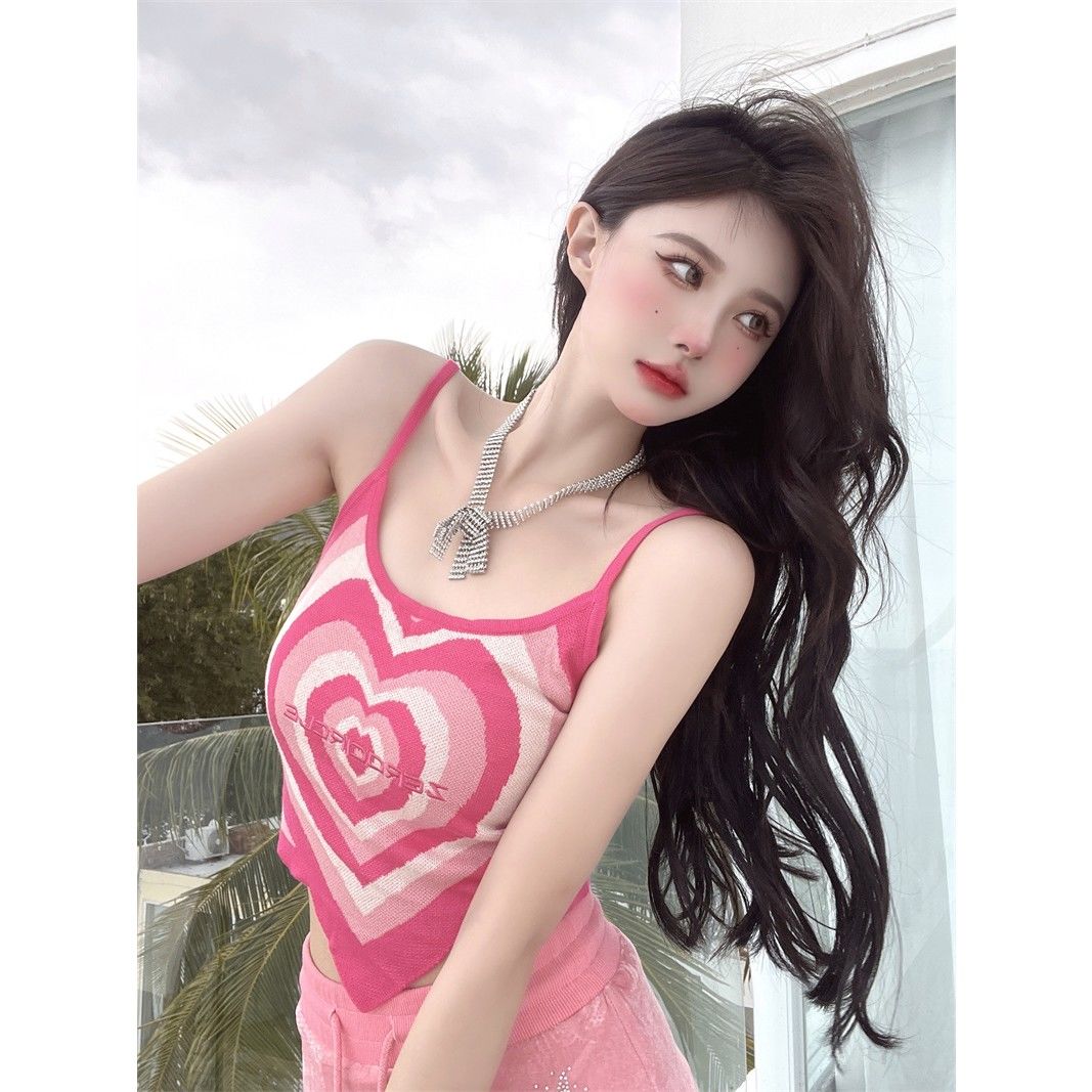 Sweet Heart Knitted Crop Top Women Camis Tank Tops Sexy T Shirt Fashion Tube Top 2022 Fashion