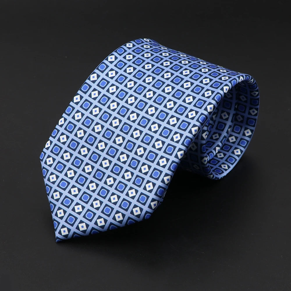 New High Quality Soft Silk Ties 51Colors Fashion 7.5cm Geometric Pattern Necktie For Men Wedding Business Meeting Suit Gravata