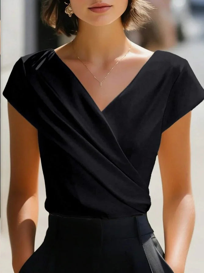 2026 Summer New Style for Women, Slim, Comfortable and Versatile Cross V-neck Short-sleeved Tops for Women
