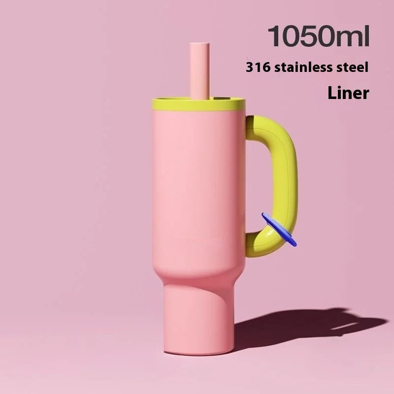304 Stainless Steel Straw Insulated Ice Cup - Thick, Portable Handle Design for Trendy Hydration 2025 New Female King Cup