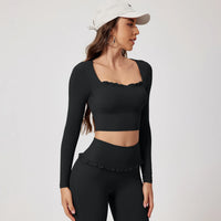 New Summer 2Pcs Women Gym Yoga Female Outfit Outdoor Sports Quick-Dry Long-Sleeved Shirt Set Woman Two-Piece Suit Sportswear