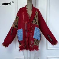 WINYI Make old holes and knit winter cardigan woman kimono party dress vintage abaya dubai luxur winter outfits for women coat