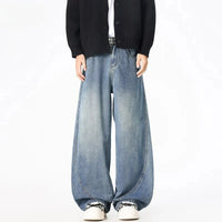 Wide Leg Denim Pants Male Jeans  Loose Cowboy Mopping Trousers Baggy Men's Jeans Fashion Handsome Washed Streetwear Four Seasons