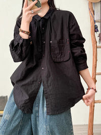 Amax luluE 2025 Shirts Spring Ladies Fashion Casual Loose Blouses Women Classic Luxury Long Sleeve Tops Elegant Cotton Clothes