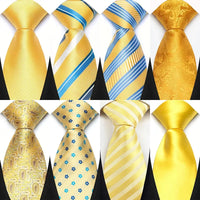 8cm Width Yellow Color Neck Ties For Men Paisley Dots Necktie Handmade Business Formal Tie Suit Accessories Tuxedo Cravat