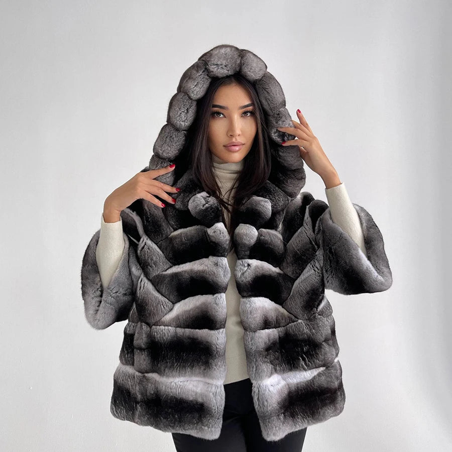 Winter Natural Rex Rabbit Fur Coat Women Short Fur Jackets Chinchilla Fur Best Seller Real Fur Jacket