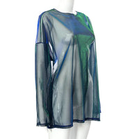 Solid See Through Tshirt Women Sexy Tops O-Neck Long Sleeve T Shirt For Women Clothing Club Y2k Aesthetic Egirl Tees