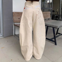 Soft High Waist Denim Jeans Baggy Loose Star Jeans Women Y2k Retro Wide Leg Casual Pants Girls