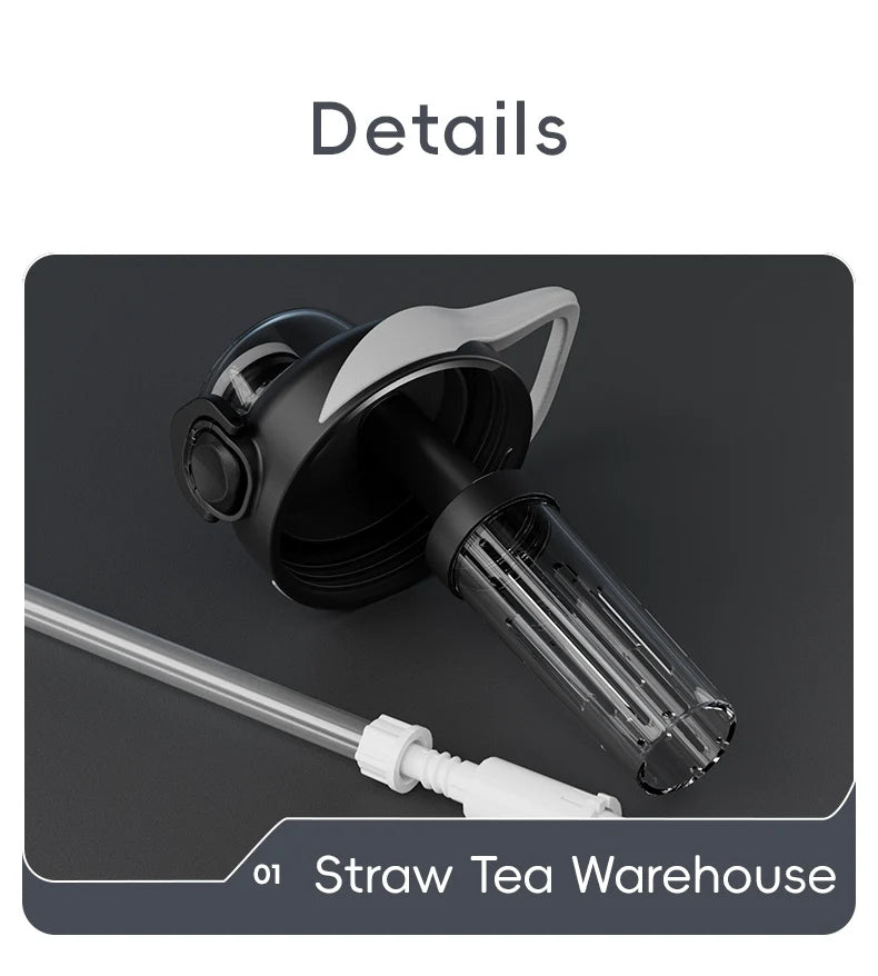 One Button Open Water Bottle with Lifting Rope, Large Capacity Stainless Steel Thermos Bottle,Outdoor Sport Vacuum Flasks