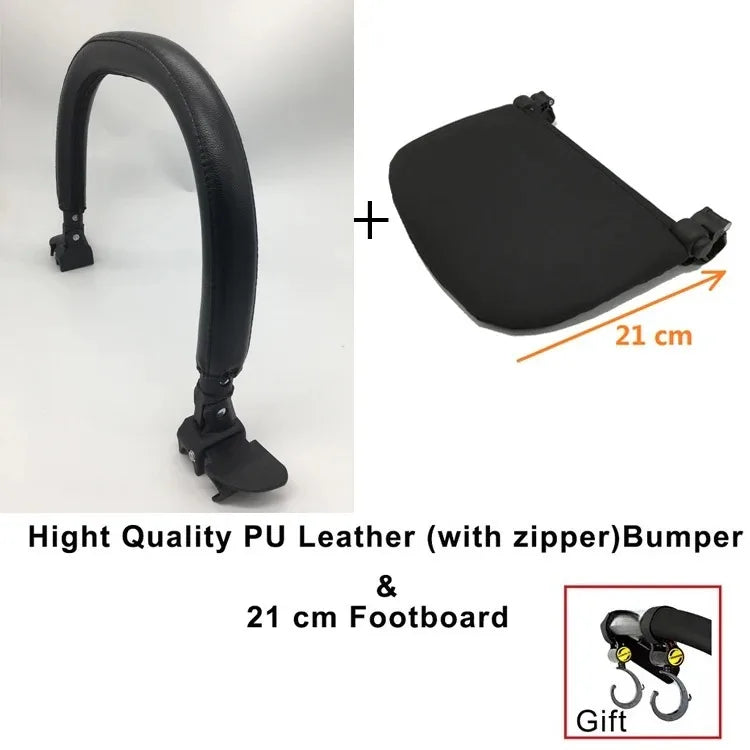 Baby Stroller Accessories Armrest PU Leather Bumper Bar Handrail Extend Footboard Compatible with Babyzen YOYO 2 YOYO 3