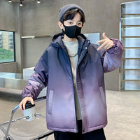Winter Child Gradient Color Jacket Coat With Hoodies For Boy Luxury New Fashion Thermal Overcoats Kids Warm Hooded Trench Parka