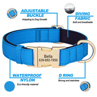 Personalized Nylon Dog Collar Mesh Breathable Padded Dog Collars Custom Pet ID Collars Waterproof Necklace for Small Medium Dogs