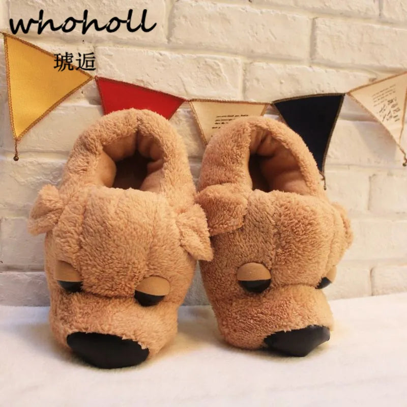 Winter Home Funny Slipper Men Cotton Cute Dog Male Plush Slipper Floor Fantufas Chauson Couple Shoe Pantuflas De Hombre Invierno