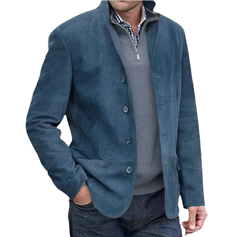 Coats Men Jackets Turn Down Collar Full Sleeve Single Breasted Jacket Regular Casual Solid Coat Open Stitch Autumn Winter