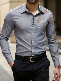 Men's Casual Button Shirt Blue Black White Wine Red Long Sleeve Lapel Spring Autumn Wedding Party Suit Plus Size Men's Clothing