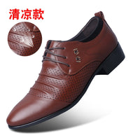 Summer Black Brown White Men Leather Shoes Mens Pointed Toe Dress Shoes High Quality Formal Slip On Hollow Out Sandals Man h78