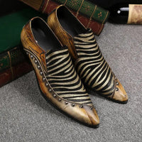 Spring/Autumn Men's Genuine Leather Pointed Toe Slip-On Brown Business Office Wedding For Men Flats Shoes