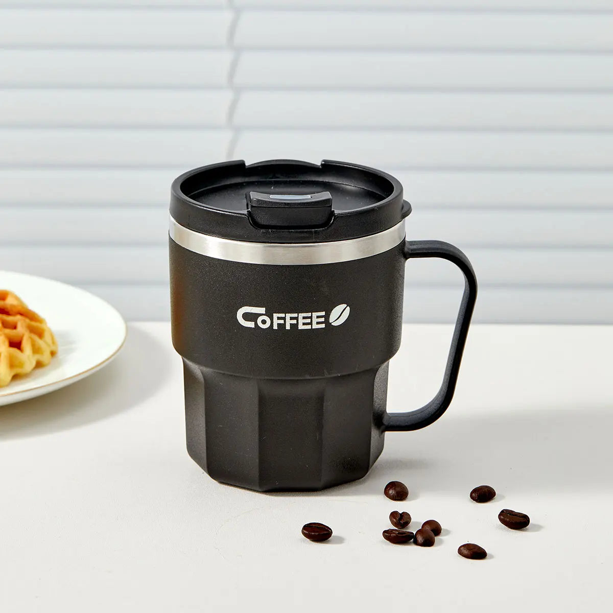 WORTHBUY Insulated Cup 304 Stainless Steel Double Layer Coffee Cup With Handle Portable Leak-proof Thermal Water Cup For Student