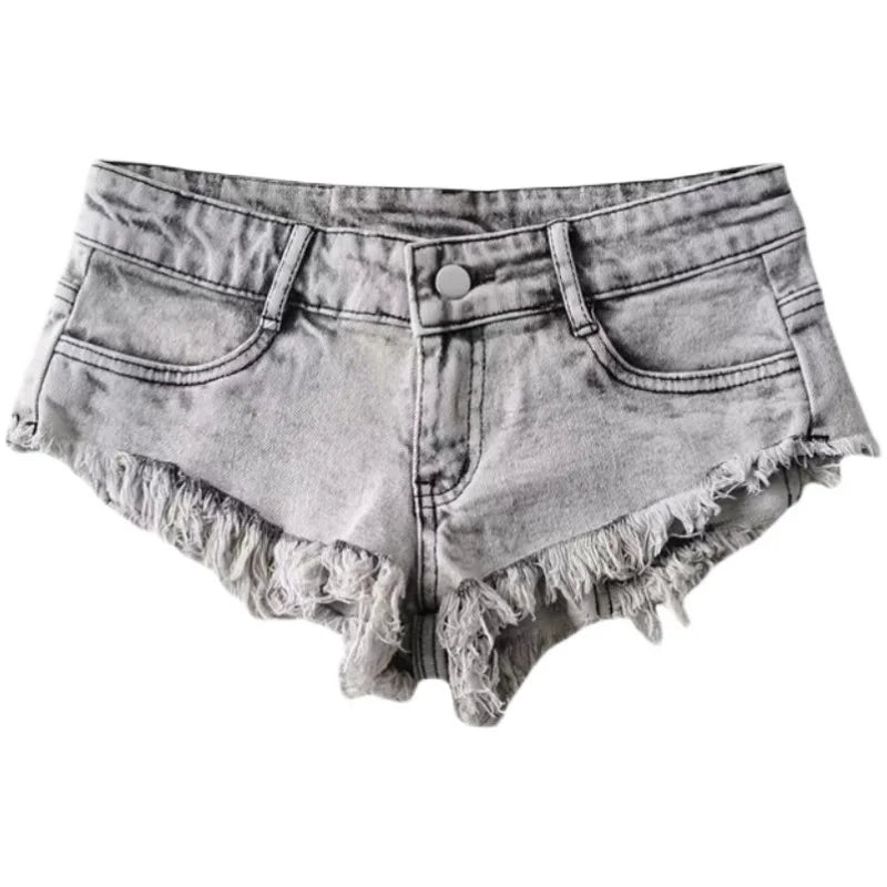 TVVOVVIN American Slim Sexy Versatile Women Spicy Girls Super Low Waist Super Short Tassels Denim Shorts Hot Women PY8E