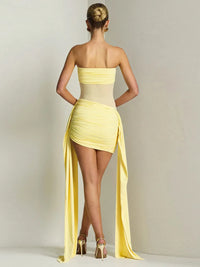 Mozision Off-shoulder Strapless Sexy Mini Dress For Women Fashion Sleeveless Backless Ruched Draped Club Party Dresses Female