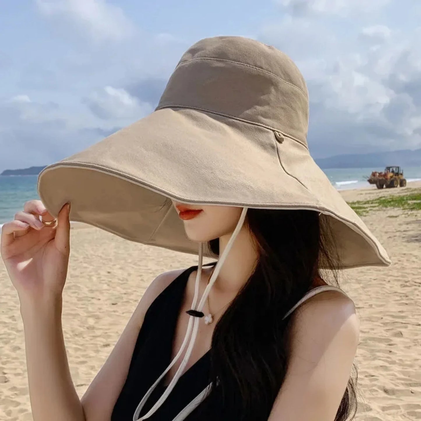 Wide Brim UPF 50+Sun Hat For Women Double Sided Anti UV Foldable Summer Beach Hat With Adjustable Wind Rope Hiking Fisherman Cap