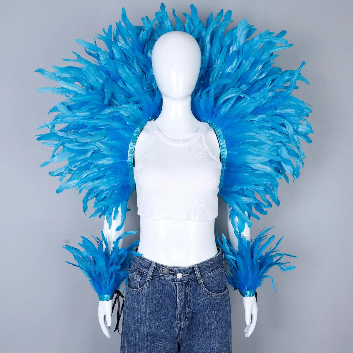 Elegant Women's 2-Piece Shawl Set Cosplay Feather Punk Style for Halloween Masquerade Ball Party Carnival New