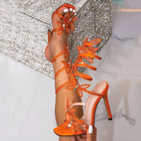 Summer Luxury Rhinestones Butterfly Decoration Women Gladiator Sandals Fashion Stiletto High heels Crystal Banquet Sandals Shoes