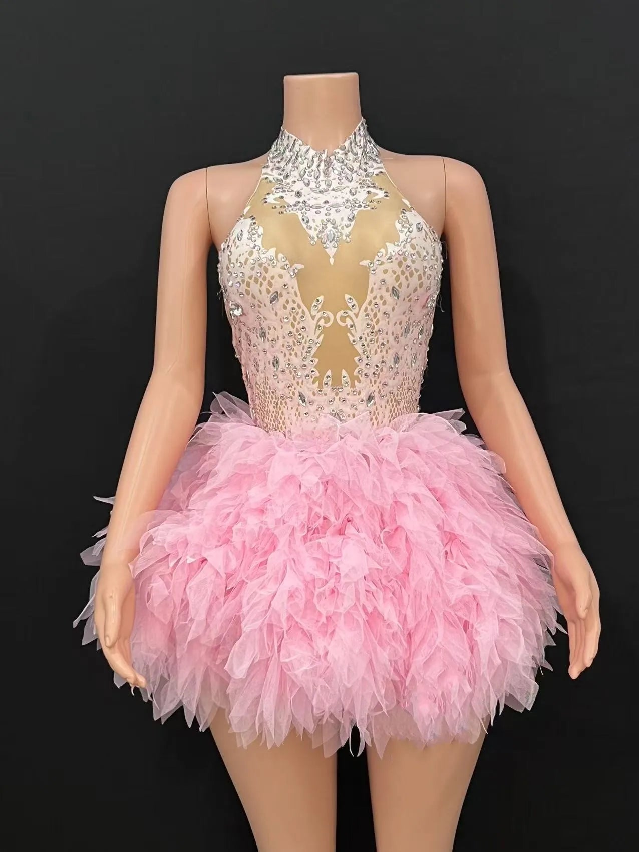 Bar ds Korean women's club nightclub pink diamond conjoinedgogo sexy hot dance interactive Kpop costume set X006