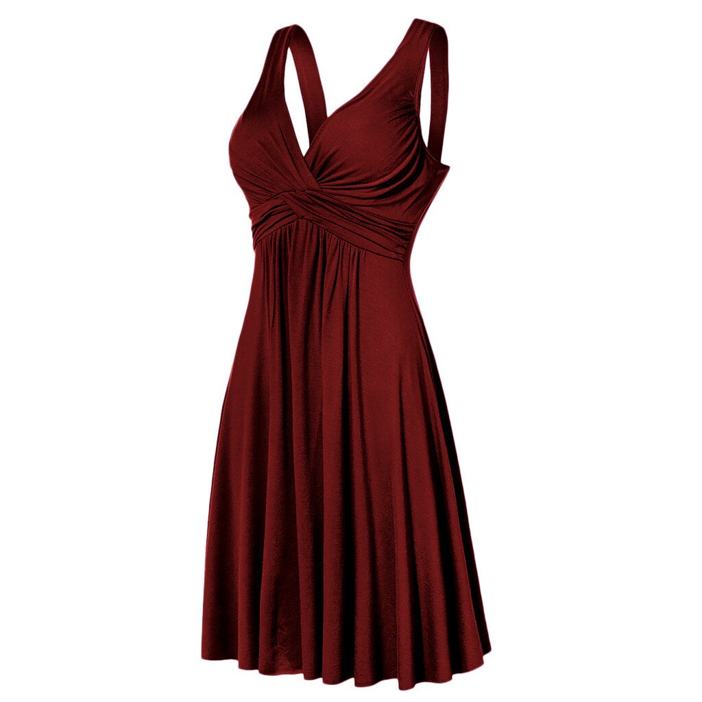 Dresses oversized V-neck Retro Vestidos Pleated Slim Flare Skirt Dresse A-line Solid Color Sling Vintage Cocktail Party Dress