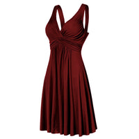 Dresses oversized V-neck Retro Vestidos Pleated Slim Flare Skirt Dresse A-line Solid Color Sling Vintage Cocktail Party Dress