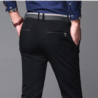 Black Suit Pants for Men's Fashion Business Casual Pants Male Formal Dress Pants Elastic Straight Office Pants Man Navy Blue