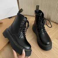 Minimalist Women Boots Casual Shoes Leather Chelsea ladies Classic Punk Female Goth Shoes High Platform Boots Women Botas Mujer