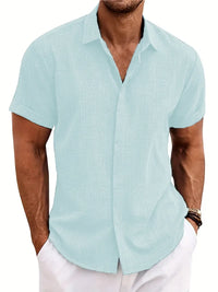 Men's Linen Shirts Short Sleeve Casual Shirts Button Down Shirt for Men Beach Summer Wedding Shirt