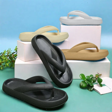 Ladies Lightweight Solid Color Sandals - Casual Indoor/Outdoor Couples Flip Flops, Comfortable Slip-On Beach Footwear