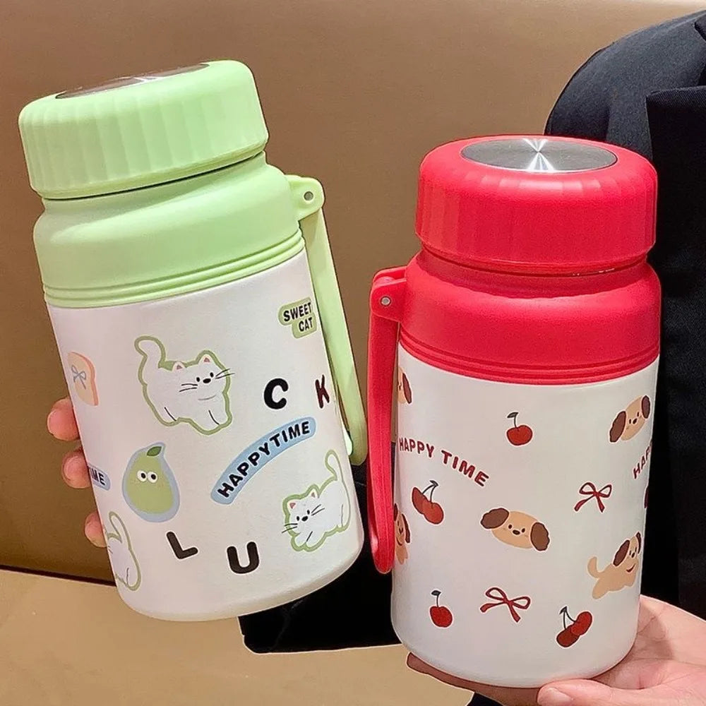 Stainless Steel Student Thermal Cup Double Wall 1000ml Insulated Cup with Filter Net Large Capacity Sports Bottle Gift